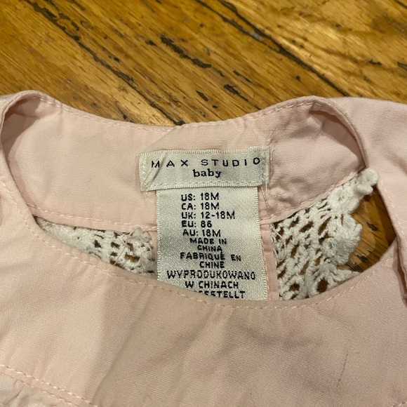 Max Studio Baby 18 months pink dress with lovely lace detail. - Picture 2 of 3